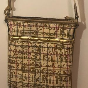 2/$25 Coach Cream And Gold Crossbody Bag